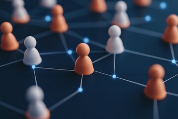 Social network of connected people with glowing lines, representing communication, community, and global digital connections