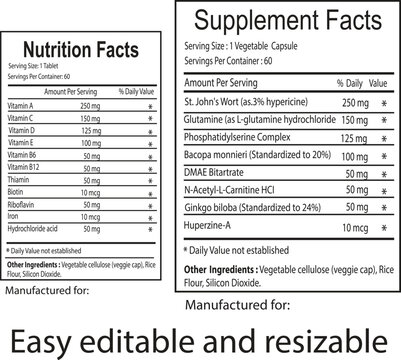 nutrition and supplement fact nutrition facts