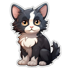 Obraz premium Adorable Black and White Kitten. Cute Cartoon Cat
