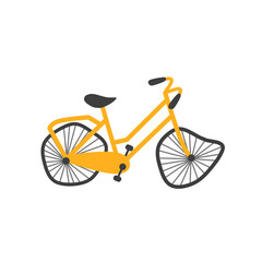 Illustration of a broken bicycle. Illustration of a yellow bicycle