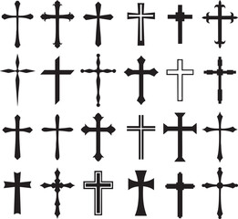 Religion cross icon set
