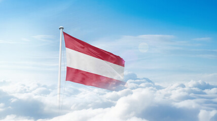 Austria national flag waving in the sky. Austria national flag for independence day.