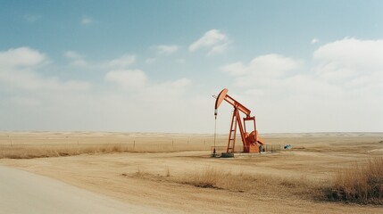 Vintage Oil Pump in Open Landscape
