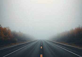 Fototapeta premium Empty Road In Autumn Fog