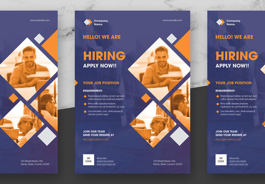 Blue And Orange Hiring Flyer