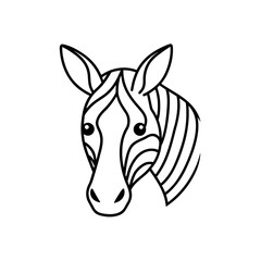 Stylized zebra head outline on transparent background