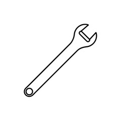 Outline drawing of a wrench on transparent background