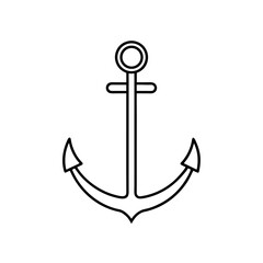 Simple outline drawing anchor on transparent background