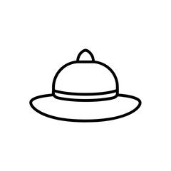 Outline of a pith helmet icon on transparent background
