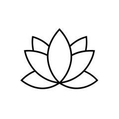 Simple outline of lotus flower on transparent background