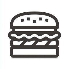 Minimalist outline of a delicious burger, isolated on white background