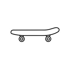 Outline drawing of skateboard on transparent background