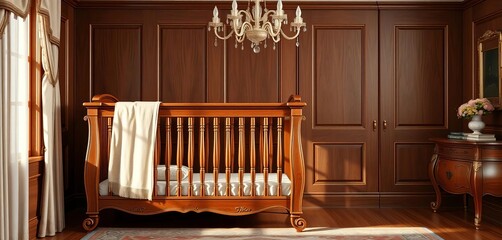 Elegant handcrafted crib, heirloom quality wood,   child,   modern