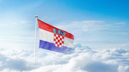 Croatia national flag waving in the sky. Croatia national flag for independence day.
