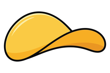Vector art of cartoon illustration of a single potato chip, showcasing its golden color, curved shape, and crispy texture, perfect for snack or foodrelated designs