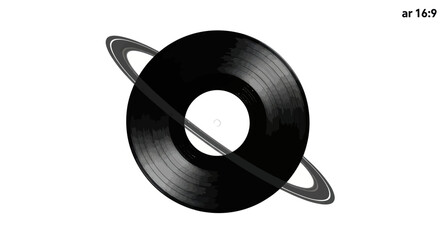 Saturn's Song: Vinyl record transformed into a planetary icon creating a cosmic music fusion
