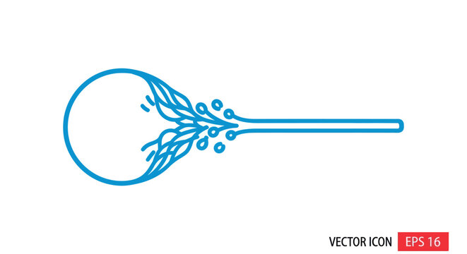 Schematic representation of human eye, anatomical illustration with optic nerve