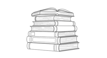 Stacked volumes of knowledge books sketch illustration enhancing learning concepts