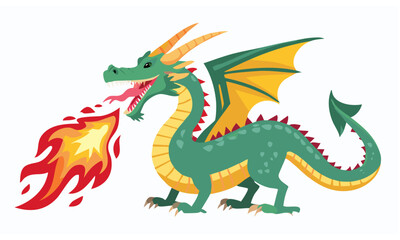 Fototapeta premium green dragon on white background