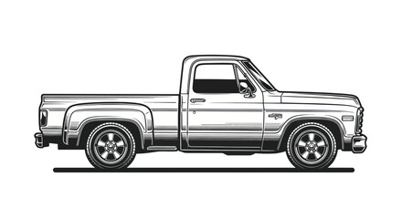 Striking monochrome illustration capturing the essence of a classic pickup truck design