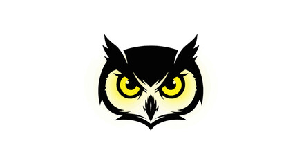 Stylized owl illustration in black and yellow with sharp detail vector design