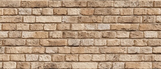 Obraz premium The rustic beige brick wall showcasing a textured surface for various designs.