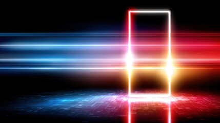 Neon rectangle portal futuristic abstract