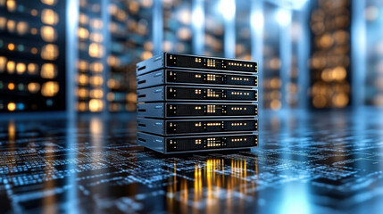 High tech server nodes stacked with layered security in modern data center environment