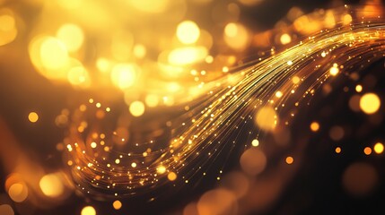 Obraz premium Golden light streams and bokeh create stunning abstract background perfect for luxury branding, elegant design, or special events