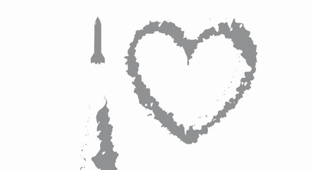 A graphic expression of fondness for space exploration using a rocket symbol and heart shape