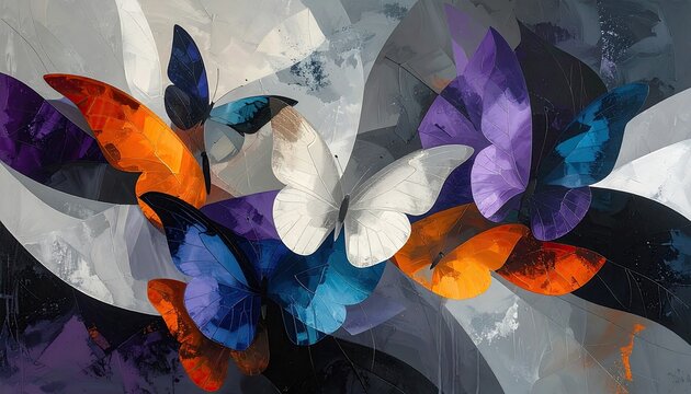 Abstract butterflies in vibrant colors swirl