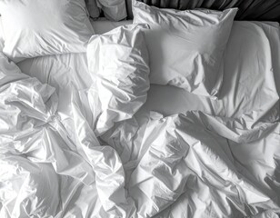 Wrinkled White Bedding in Soft Light