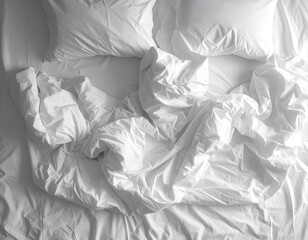 Soft White Bedding with Crumpled Sheets