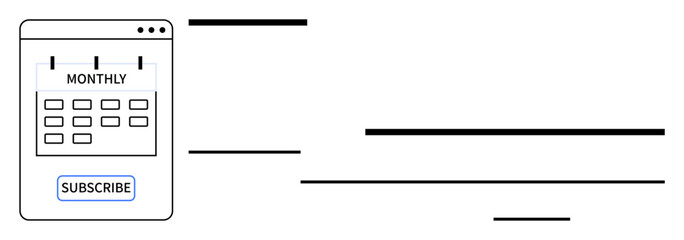 Subscription page featuring monthly calendar and active subscribe button. Ideal for subscription plans, payment options, scheduling, e-commerce, SaaS services, marketing, user interaction. Simple