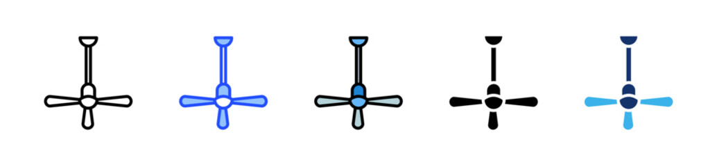 Ceiling Fan Icon Collection With Multiple Styles