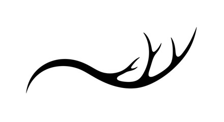 Intricate silhouette of stylized antler with sweeping curved lines in monochrome art form