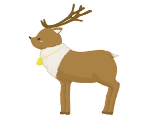 ベルをつけたトナカイのイラスト