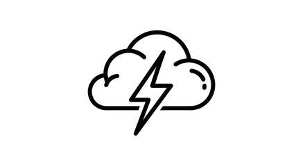 Minimalistic weather icon featuring a stylized cloud and a sharp lightning bolt design