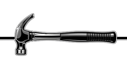 Monochromatic depiction of a claw hammer with intricate linework and subtle shading illustration