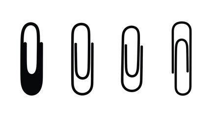 Four diverse metal paper clips isolated on for office and school supplies vector