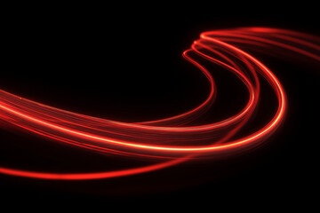 A striking glowing red neon spiral on a black background, symbolizing energy, creativity, and futuristic motion.
