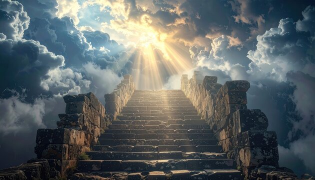 Ancient stone steps ascend to a radiant sky (3)