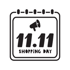 Calendar. 11.11 Shopping Day. Simple vector banner illustration with flat design on white background.
