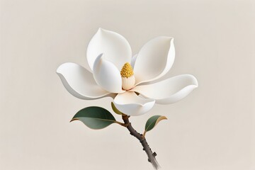 simple 3d artwork of a Magnolia flower sumi-e painting, elegant simplicity