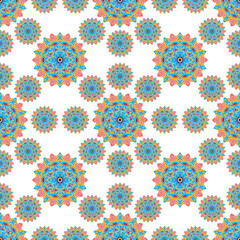 Colorful mandala drawings, fabric patterns, wallpapers