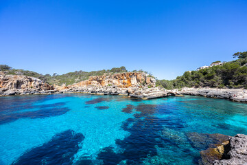 Cala S'Almonia beach on Mallorca island in the Mediterranean sea in Spain