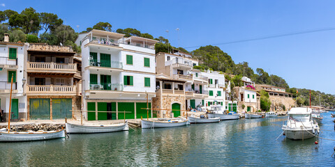 Bay of Cala Figuera on Mallorca island with boats holiday by the sea panorama in Spain