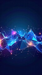 Abstract network graphic with glowing triangles and points