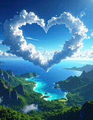 Heart-shaped cloud over tropical paradise (1)