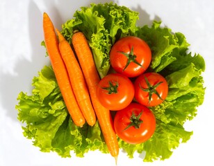 Fresh vegetables on lettuce